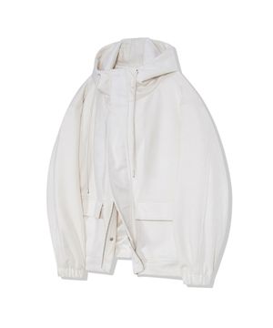 87-STAN013 후드 스트링 스웨이드 자켓 아이보리