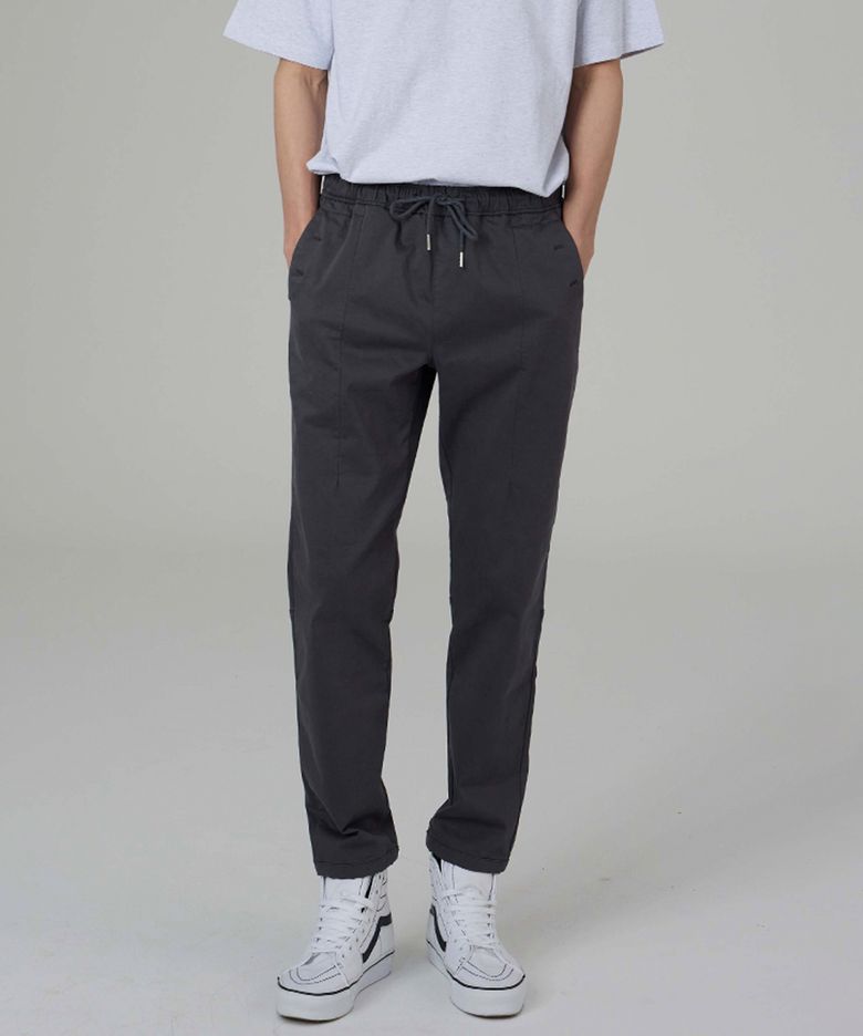 MEN BASIC SLIM FIT PANTS CHARCOAL