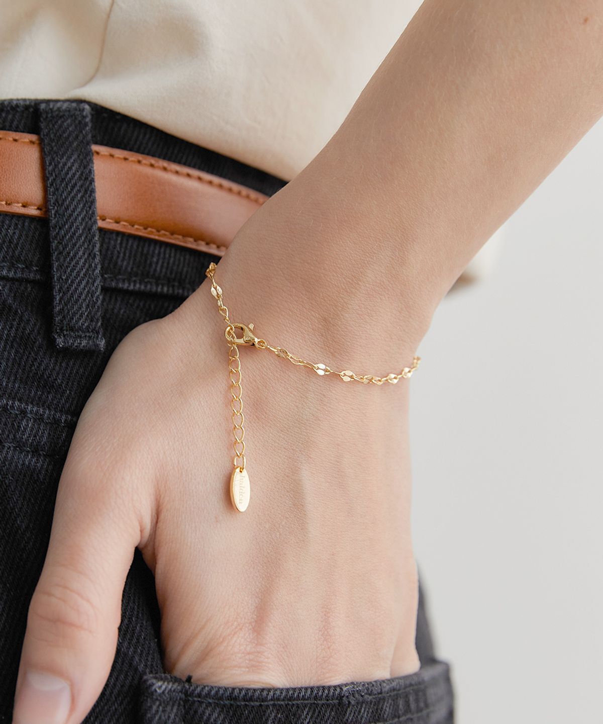 할렌(HALDEN) thin chain loop bracelet (W006_gold)