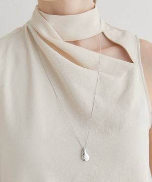 polka dots pendant over chain necklace (N013_silver)