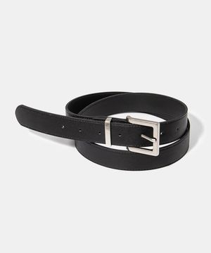 (M) square fake leather belt (T003_black)
