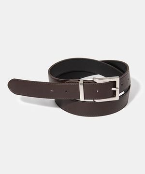 (M) square fake leather belt (T003_brown)