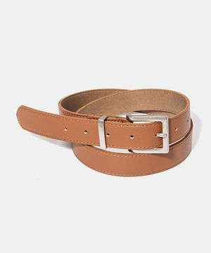 (M) square fake leather belt (T003_tan)
