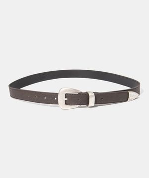 (M) western fake leather belt (T004_brown)