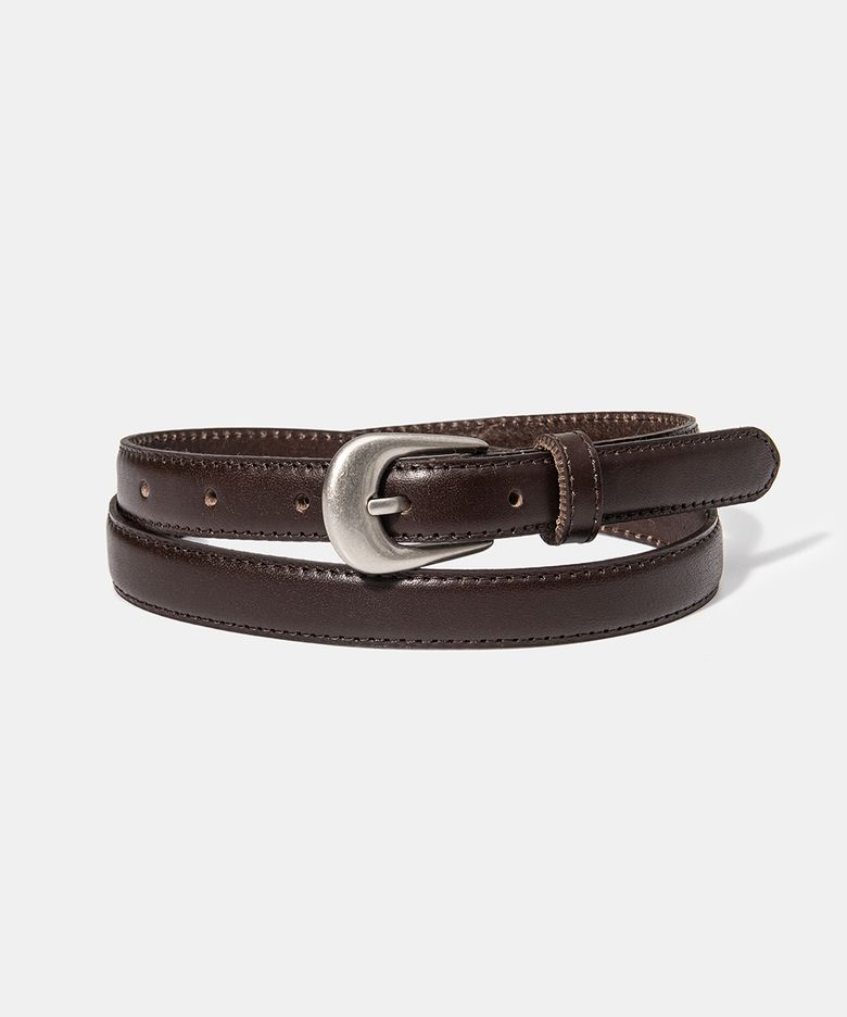 (W) simple western cowhide leather belt (T005_brown)