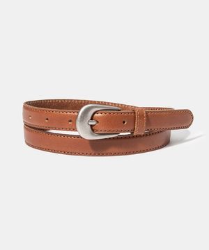 (W) simple western cowhide leather belt (T005_tan)