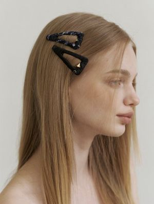 [SET] black & foggy flower pin