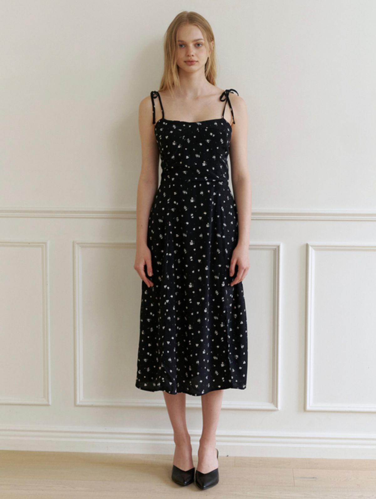 카인더베이비(KINDABABY) Bloom flower ribbon dress - black