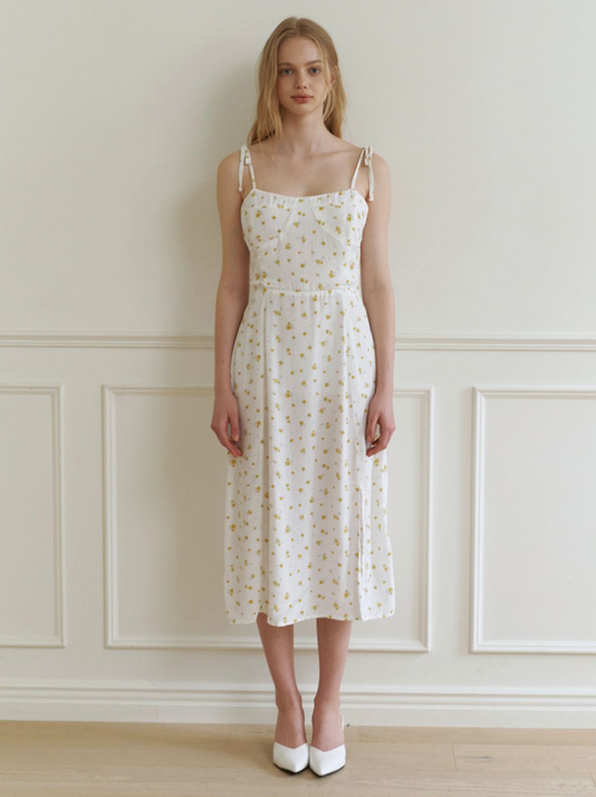 카인더베이비(KINDABABY) Bloom flower ribbon dress - white