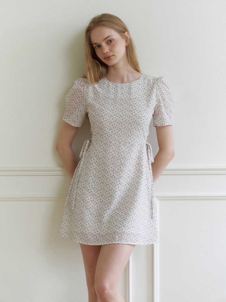 Breeze ribbon mini dress - cream
