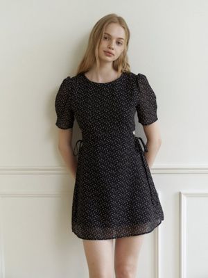 Breeze ribbon mini dress - black