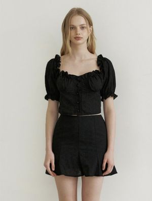 love blossom frill blouse - black