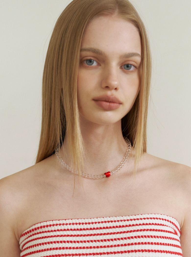 red heart point crystal necklace