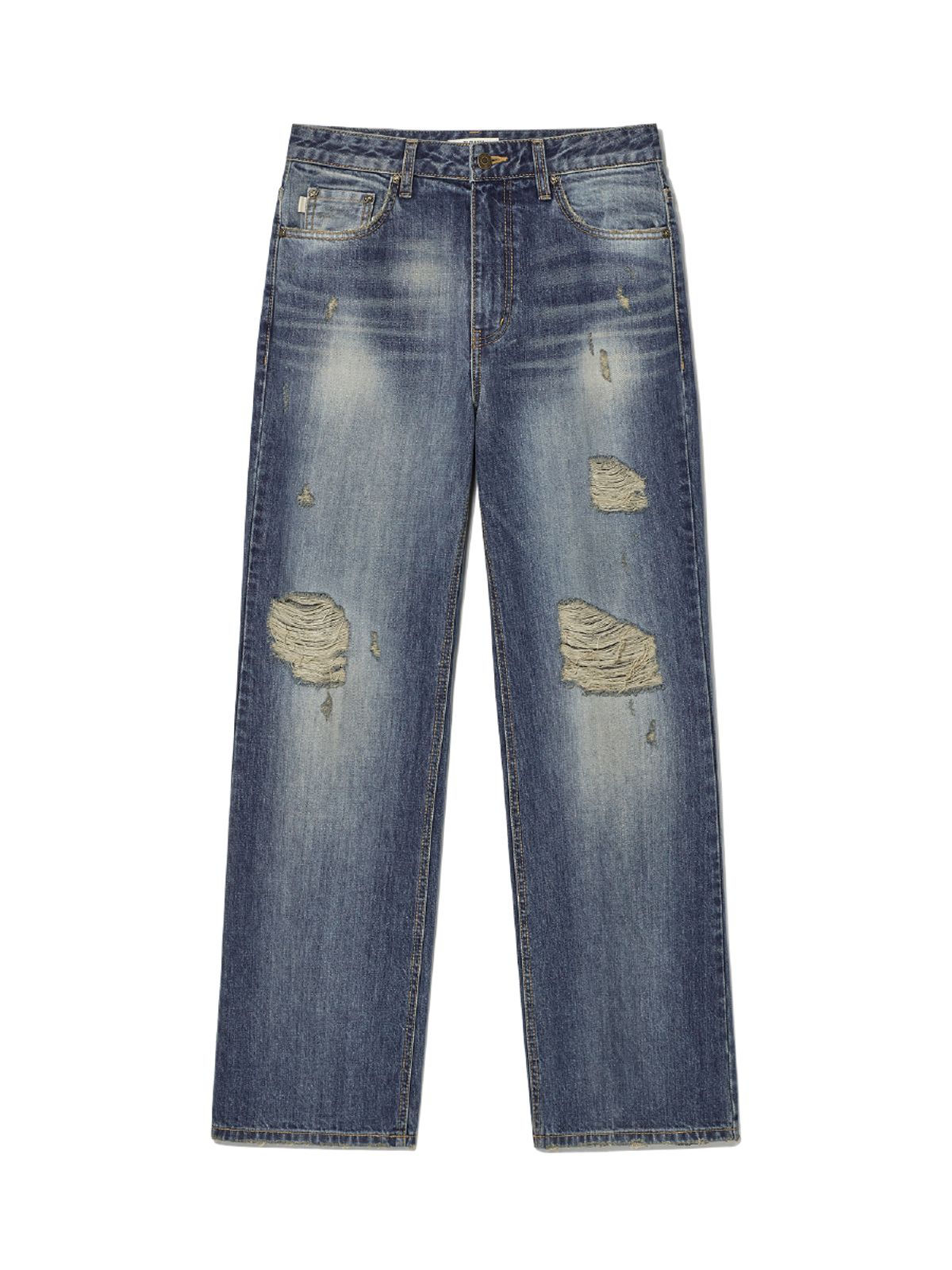 글로니(GLOWNY) 96 VINTAGE DAMAGED WASHING JEANS (DEEP BLUE)
