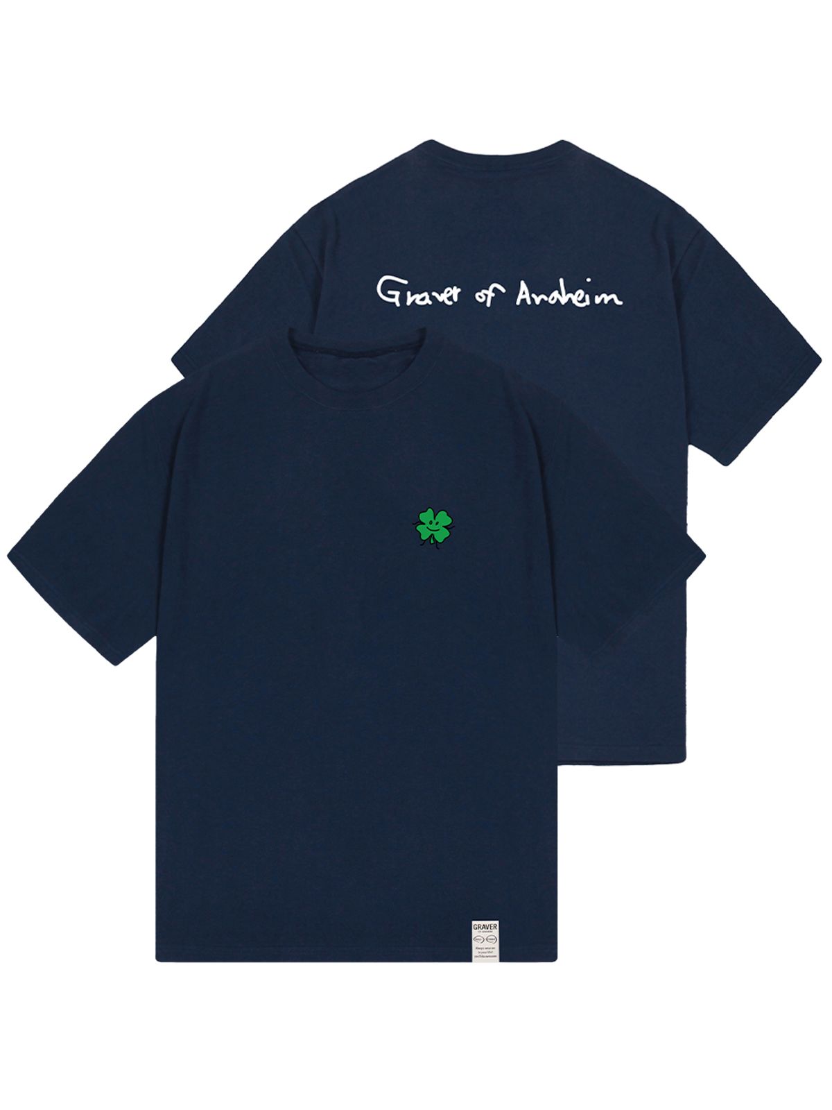 그레이버(GRAVER) [UNISEX]드로잉클로버 백로고 반팔티_네이비