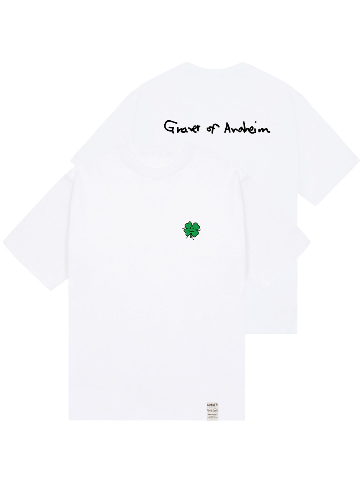 그레이버(GRAVER) [UNISEX]드로잉클로버 백로고 반팔티_화이트