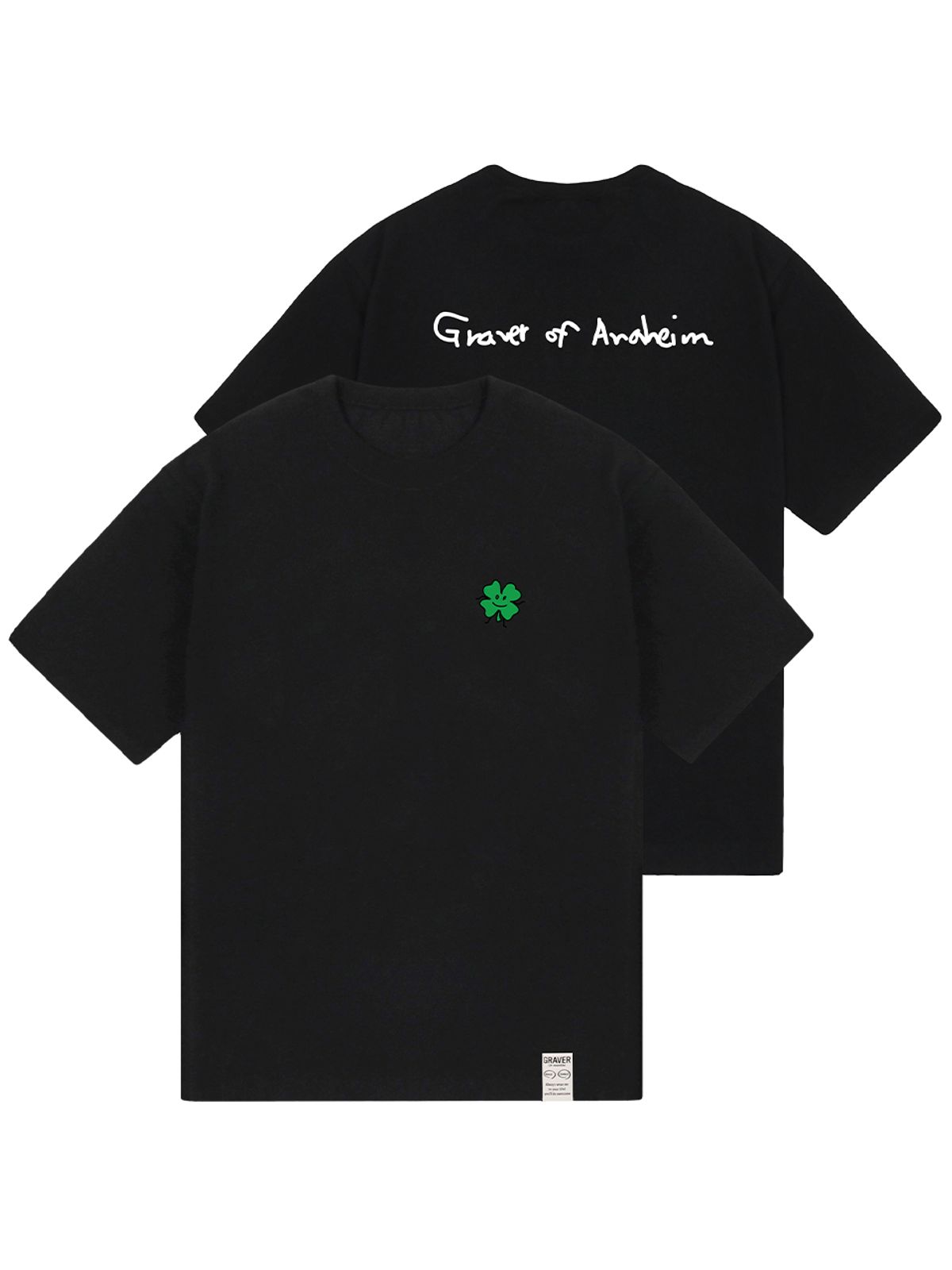 그레이버(GRAVER) [UNISEX]드로잉클로버 백로고 반팔티_블랙