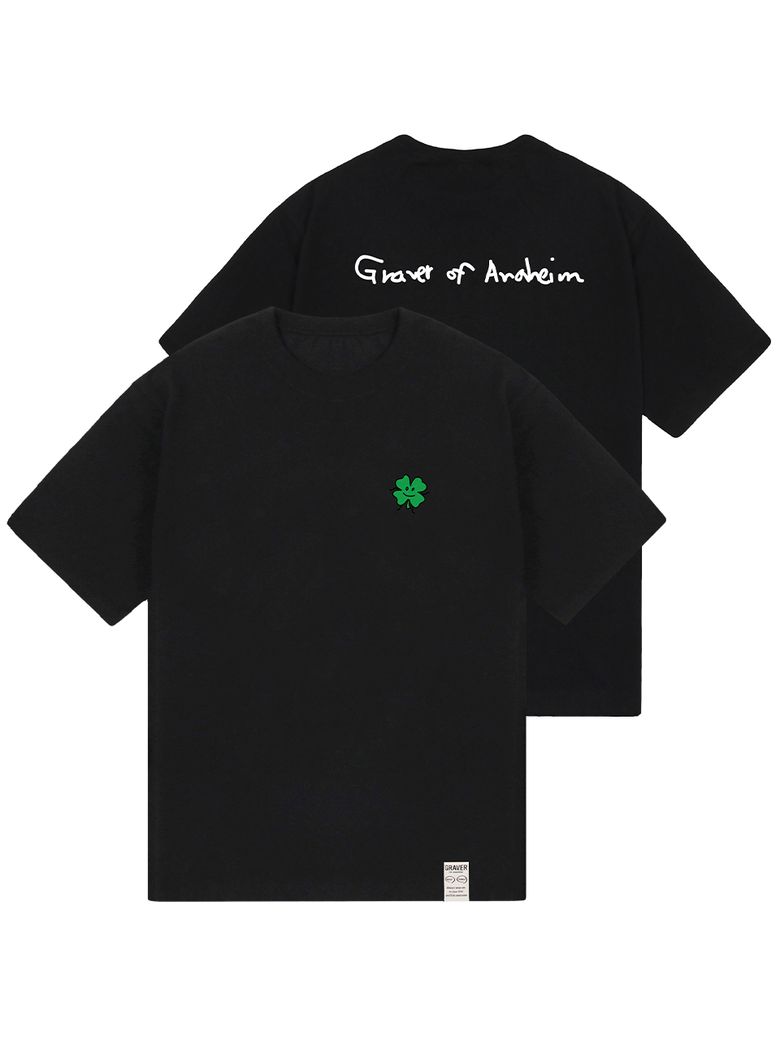[UNISEX]드로잉클로버 백로고 반팔티_블랙