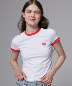 하트링거티셔츠 화이트/레드