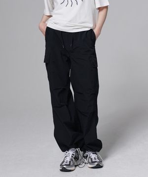 립스탑 와이드 카고 팬츠 블랙