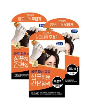 샴푸하듯 간편염색 60g 흑갈색 x 3개