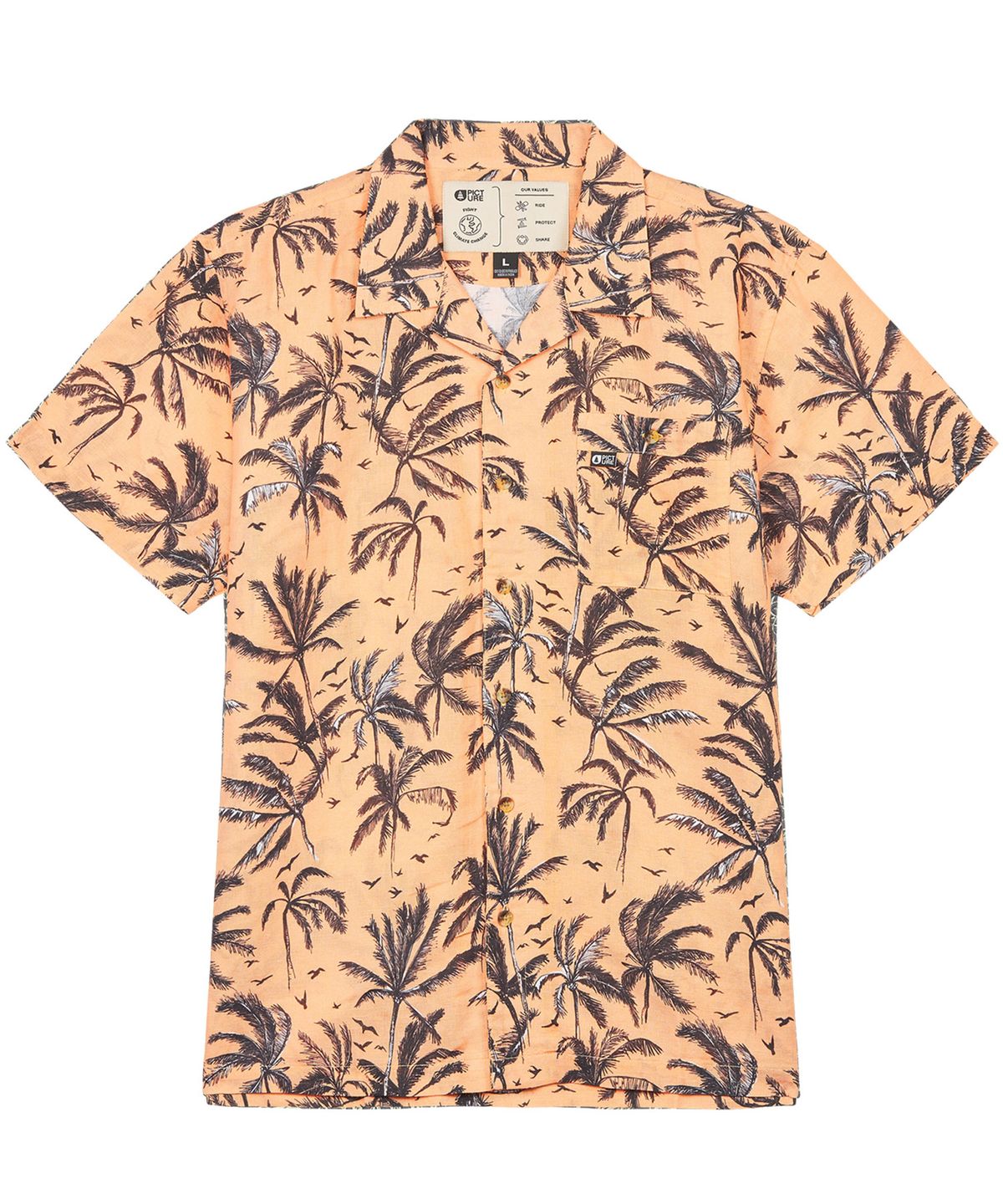 픽쳐오가닉클로딩(PICTURE ORGANIC CLOTHING) 모카라 하와이언 반팔셔츠 (팜트리 프린트)