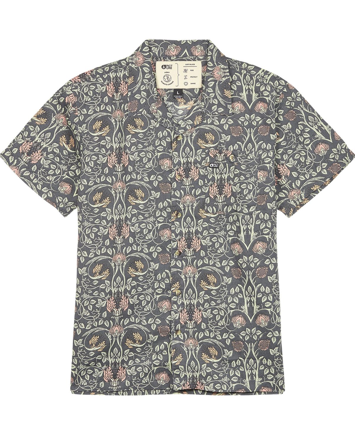 픽쳐오가닉클로딩(PICTURE ORGANIC CLOTHING) 모카라 하와이언 반팔셔츠 (다크발리 프린트)