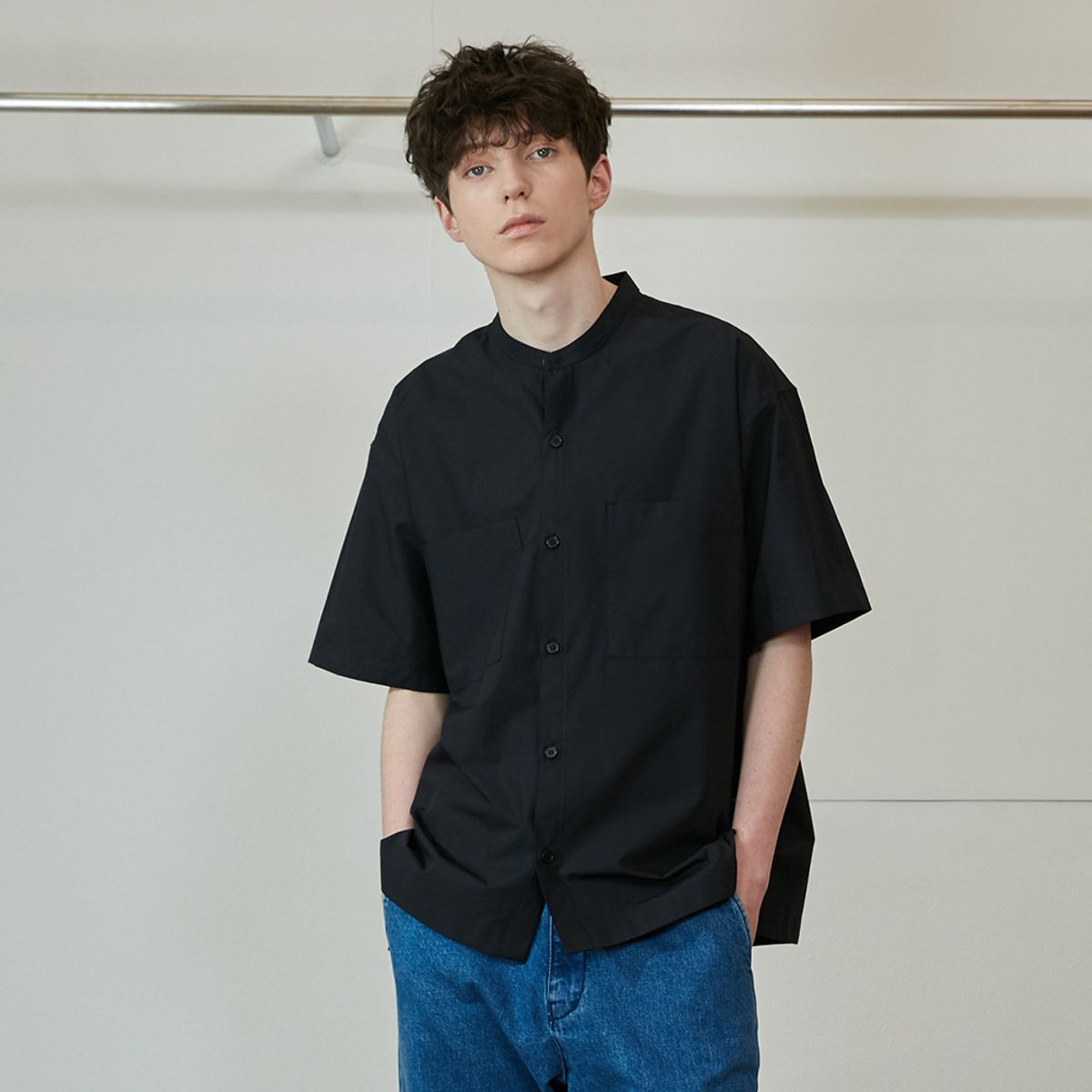 홀리선(HORLISUN) Success Extra Typewriter Short Sleeve Shirts Navy