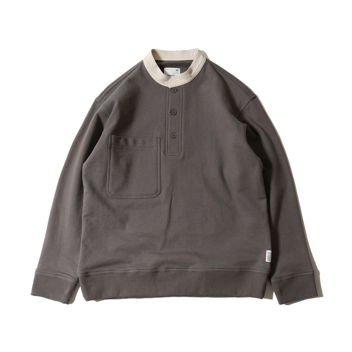 홀리선(HORLISUN) Forest Cotton Collar Button Pullover Charcoal