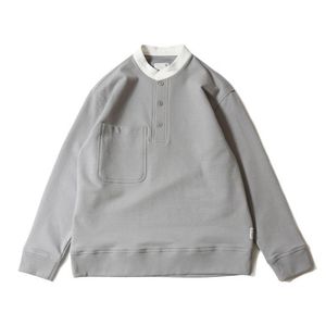 Forest Cotton Collar Button Pullover Gray