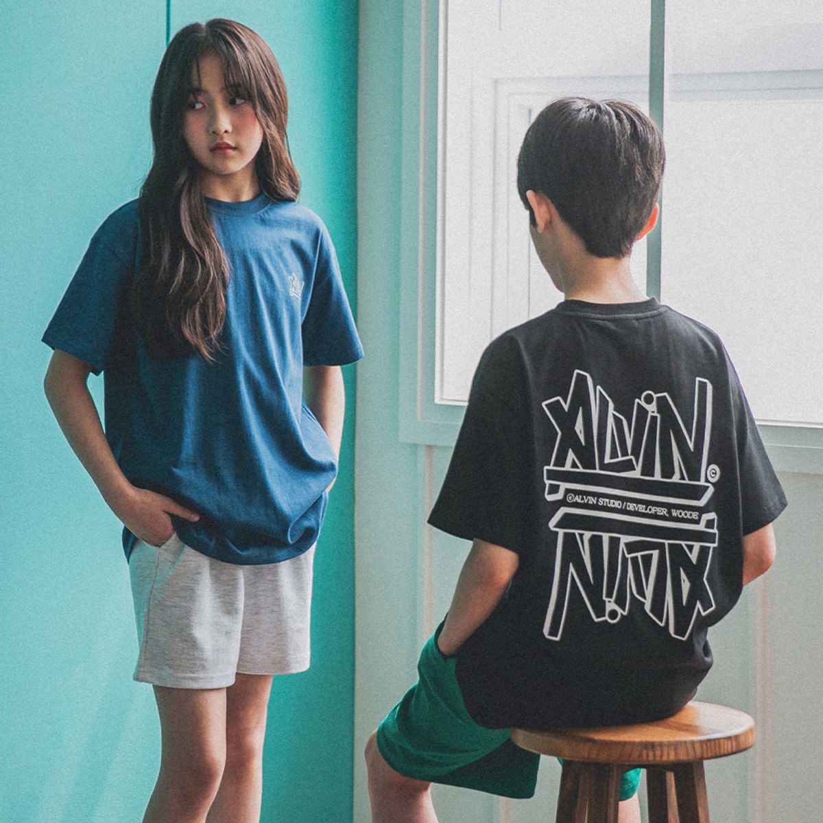 앨빈클로 주니어(ALVINCLO JUNIOR) 스트릿 앨빈 반팔 티셔츠 J23758 3컬러