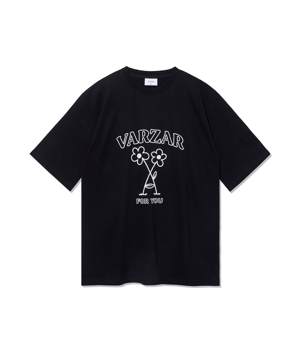 바잘(VARZAR) 플라워 반팔 티셔츠 블랙