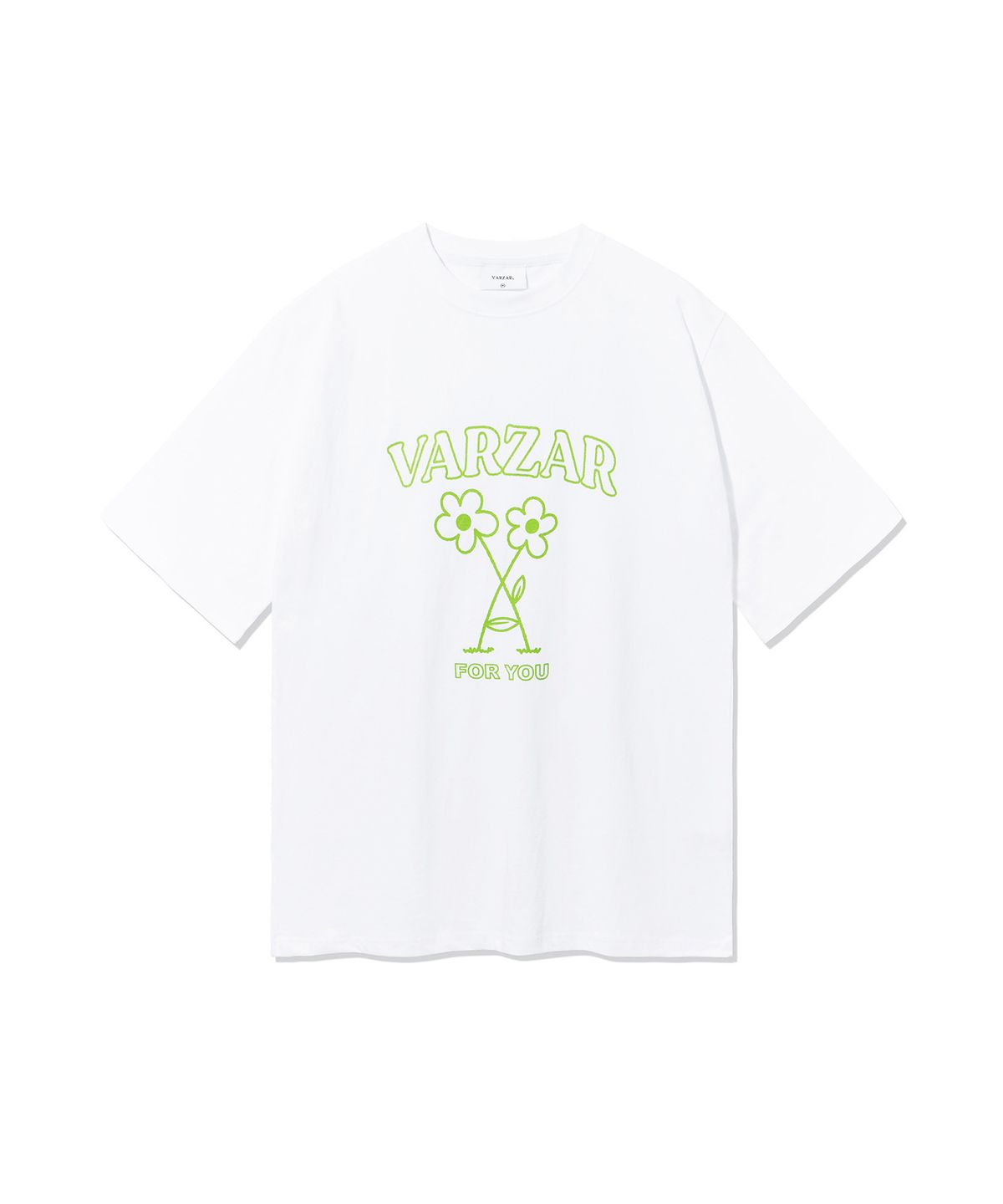 바잘(VARZAR) 플라워 반팔 티셔츠 화이트/그린