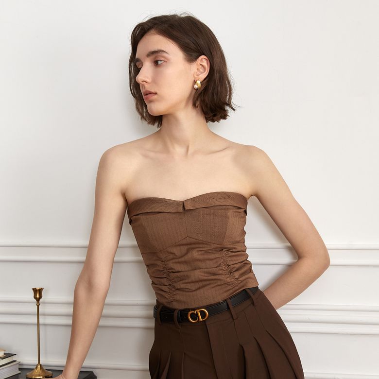 YY_Front heart tube top_BROWN