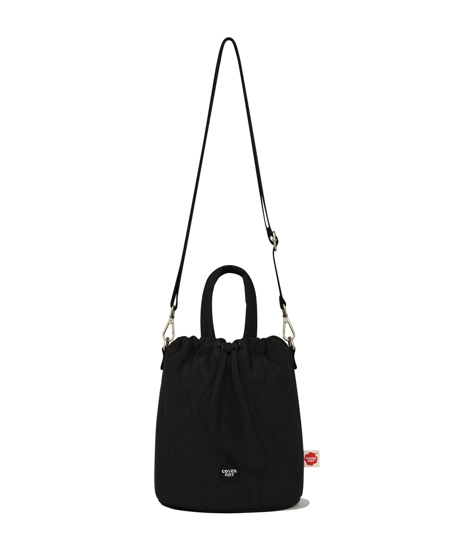 MUSINSA | COVERNAT Clover Heart Quilted Small Bucket Bag Black