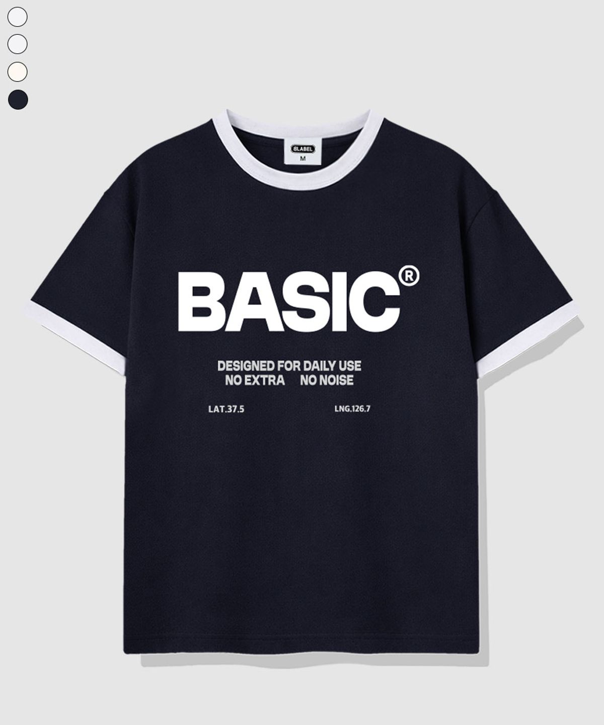 베이직라벨(BASIC LABEL) NoExtras Ringer Loose Fit Short-Sleeved T-Shirt 4 Color [BLSE_4002]