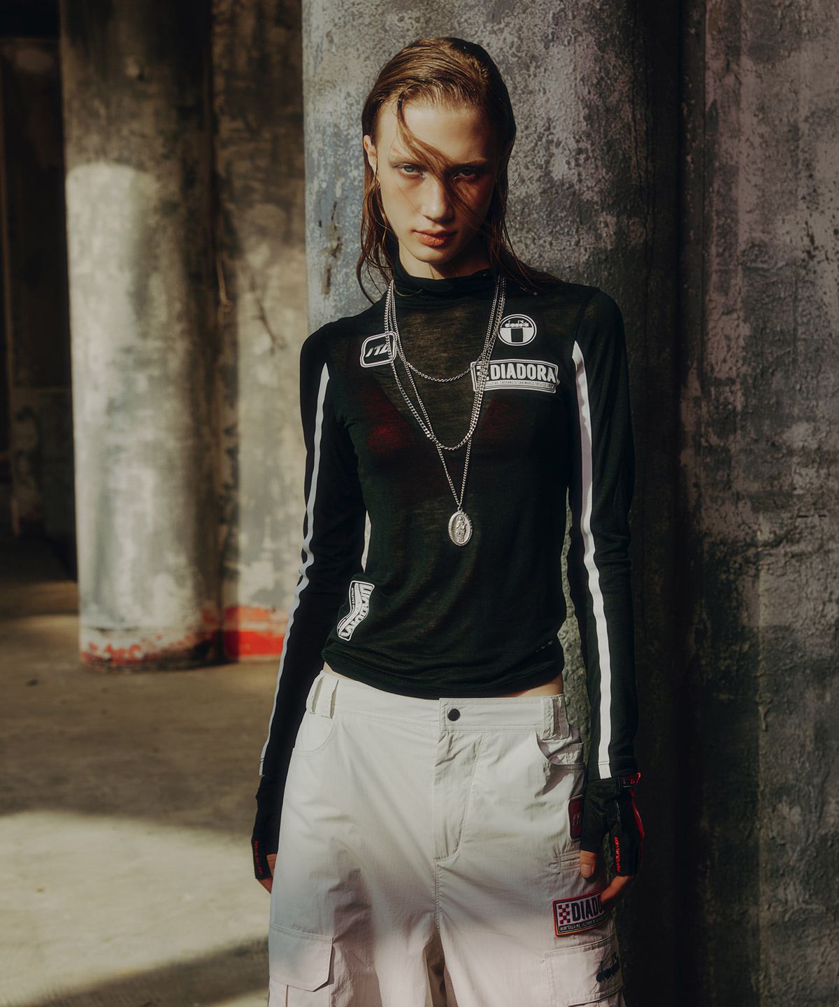 디아도라(diadora) 피트크루 하이넥 롱슬리브 우먼 BLACK