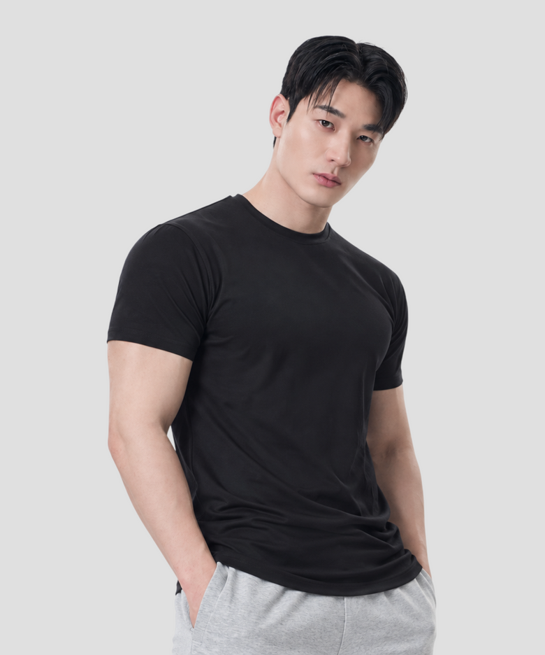 시그니처 2 무지 머슬핏 반팔 티셔츠