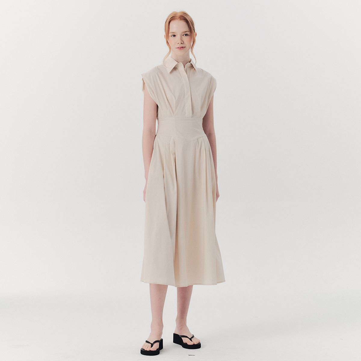 웬스데이딜라잇(WEDNESDAY DELIGHT) WED_French collar shirts dress_BEIGE
