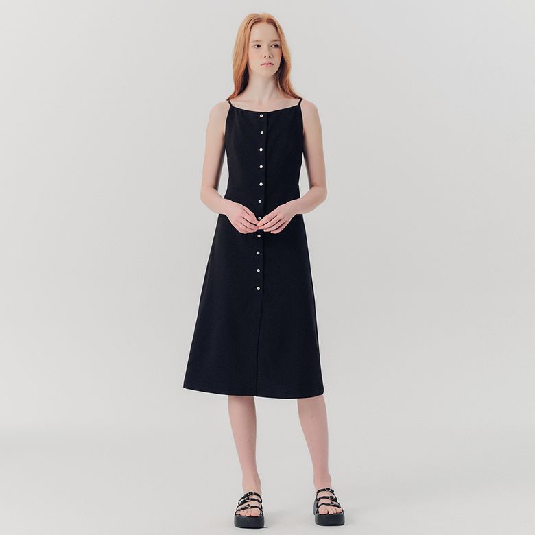WED_Square neck sleeveless slit dress