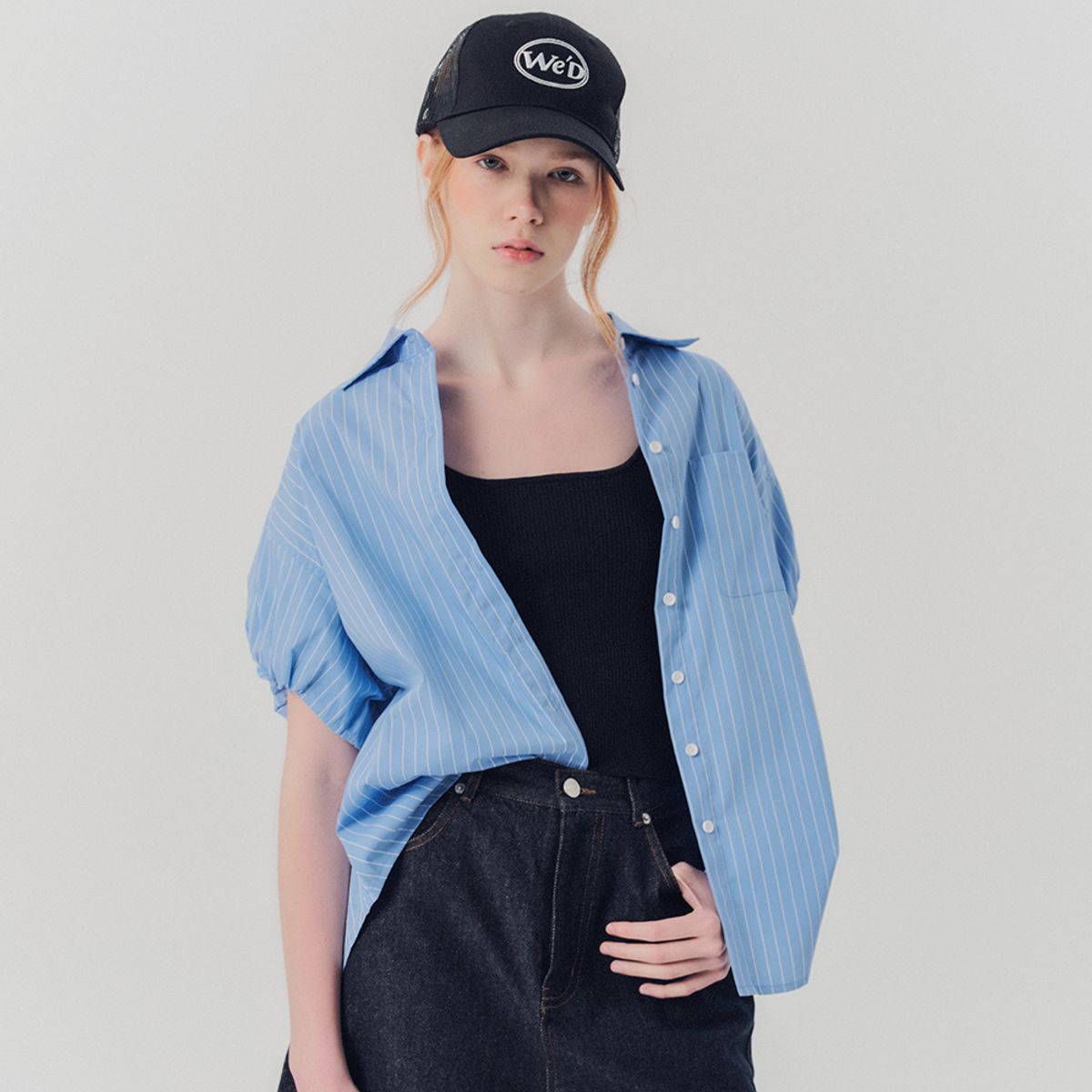 웬스데이딜라잇(WEDNESDAY DELIGHT) WED_French simple puff shirt_BLUE