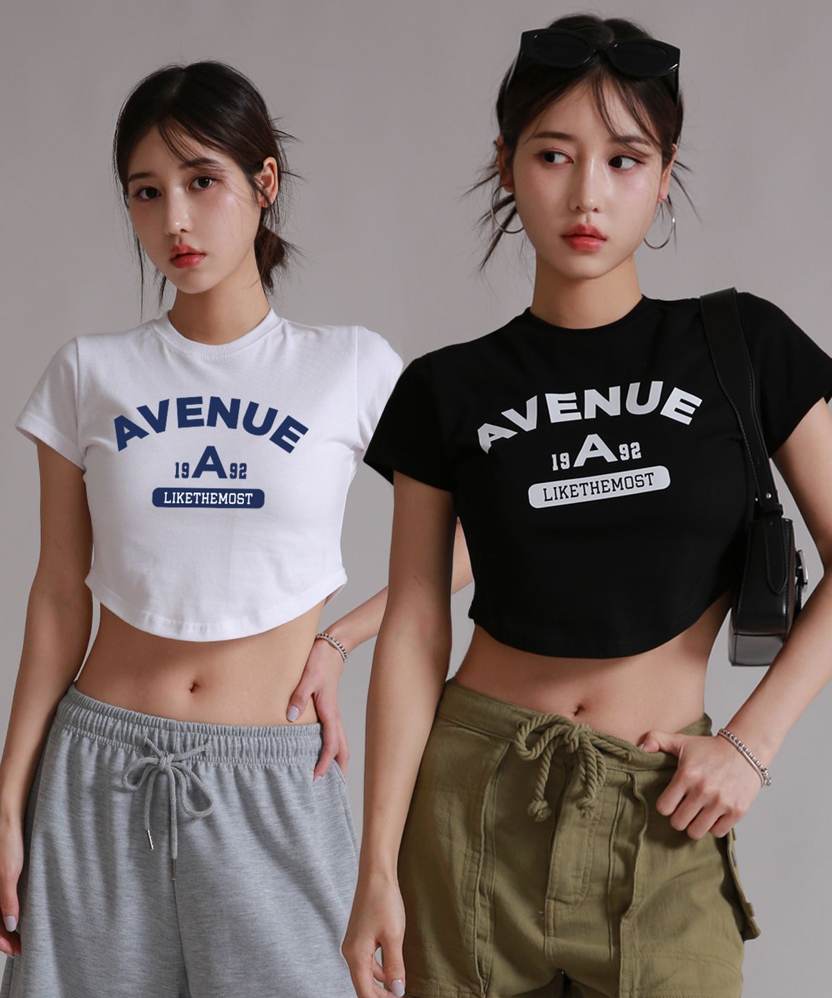 라이크더모스트(LIKE THE MOST) A에비뉴 우먼 언발란스 크롭티셔츠