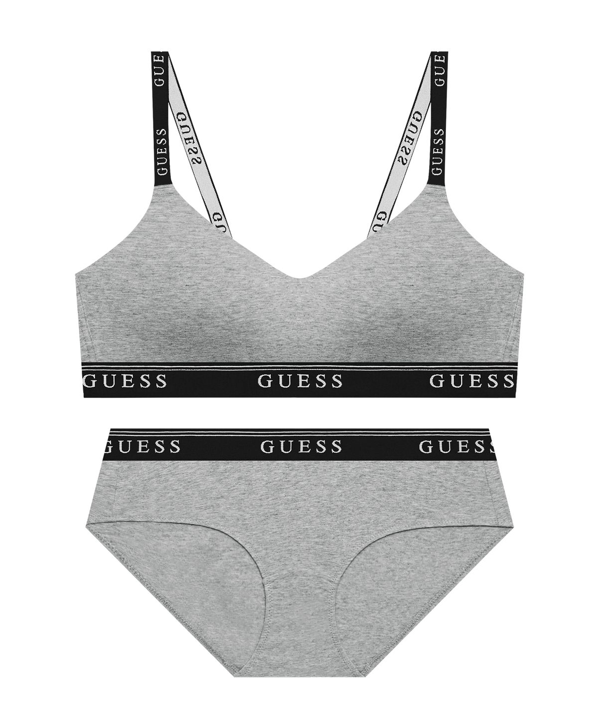 게스언더웨어(GUESS UNDERWEAR) 컴피 브라렛 팬티 세트 - 멜란지그레이