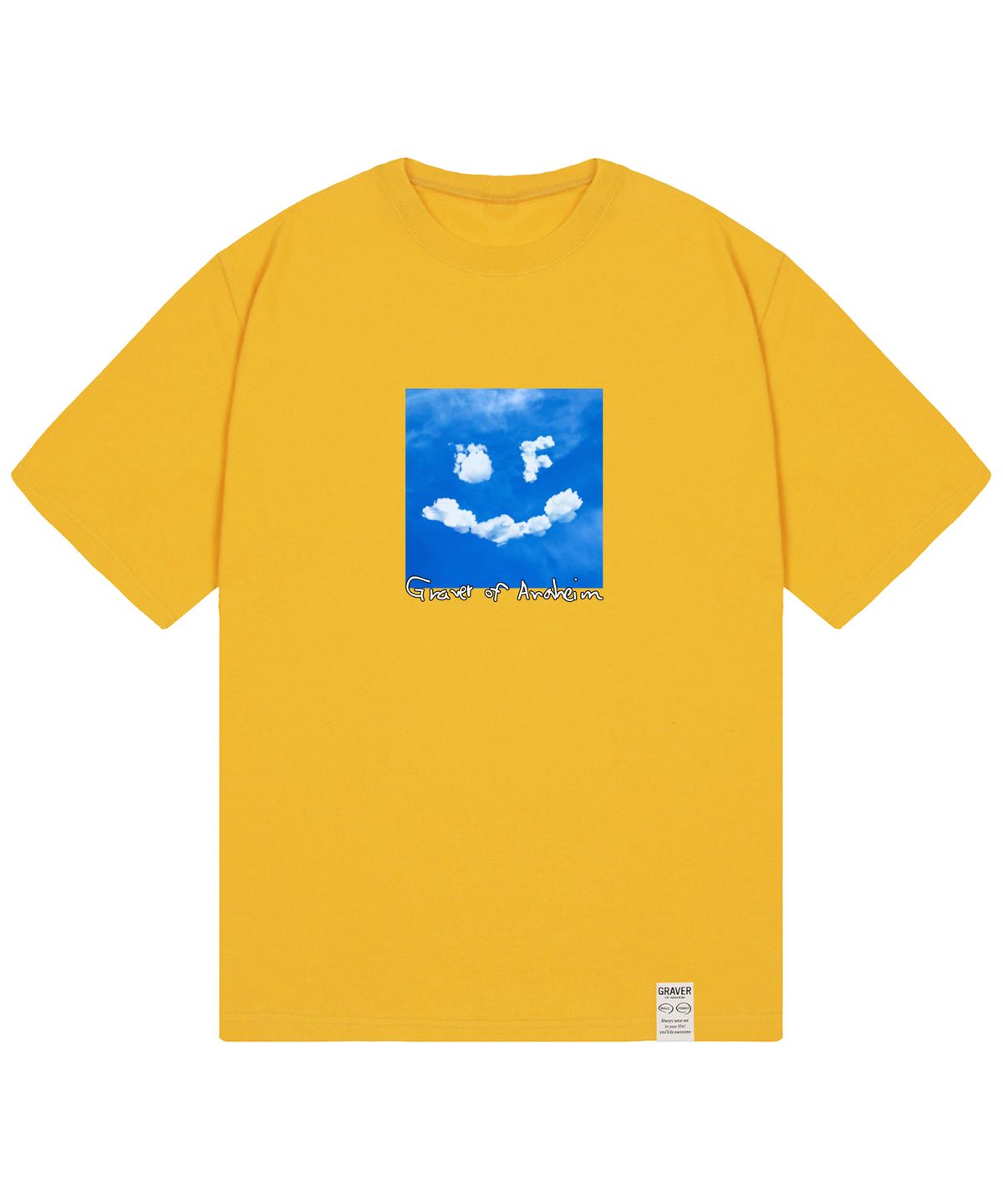 그레이버(GRAVER) [UNISEX]드로잉스마일 클라우드 로고 반팔티_머스타드