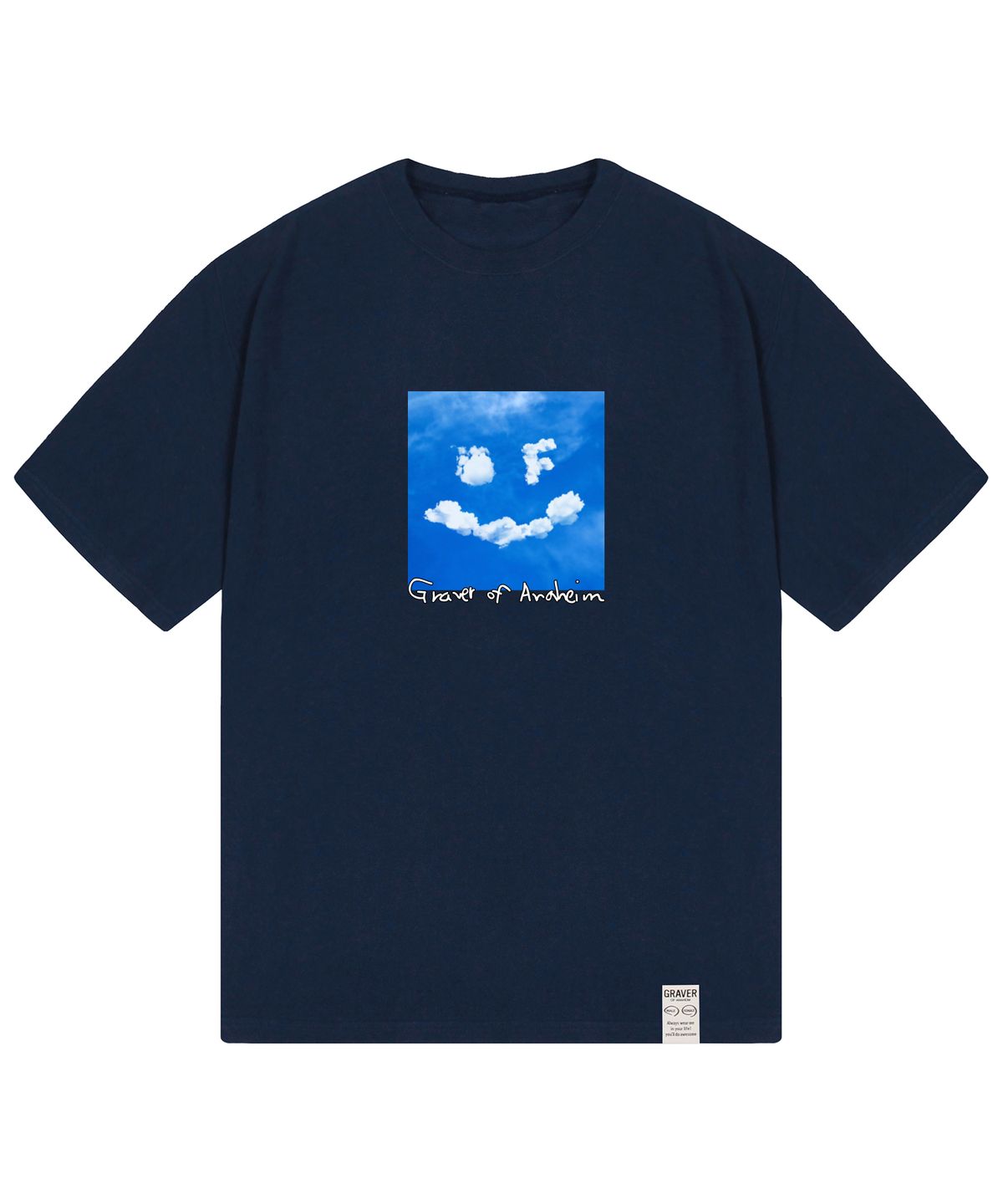 그레이버(GRAVER) [UNISEX]드로잉스마일 클라우드 로고 반팔티_네이비
