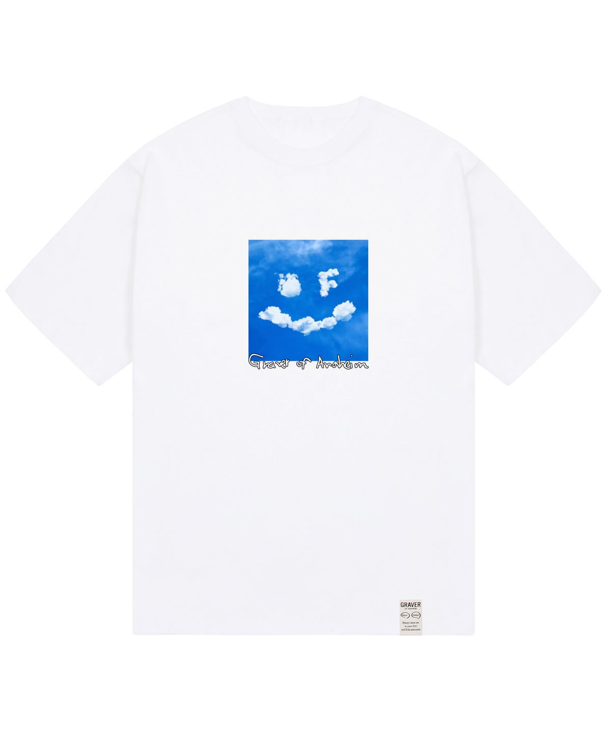 그레이버(GRAVER) [UNISEX]드로잉스마일 클라우드 로고 반팔티_화이트