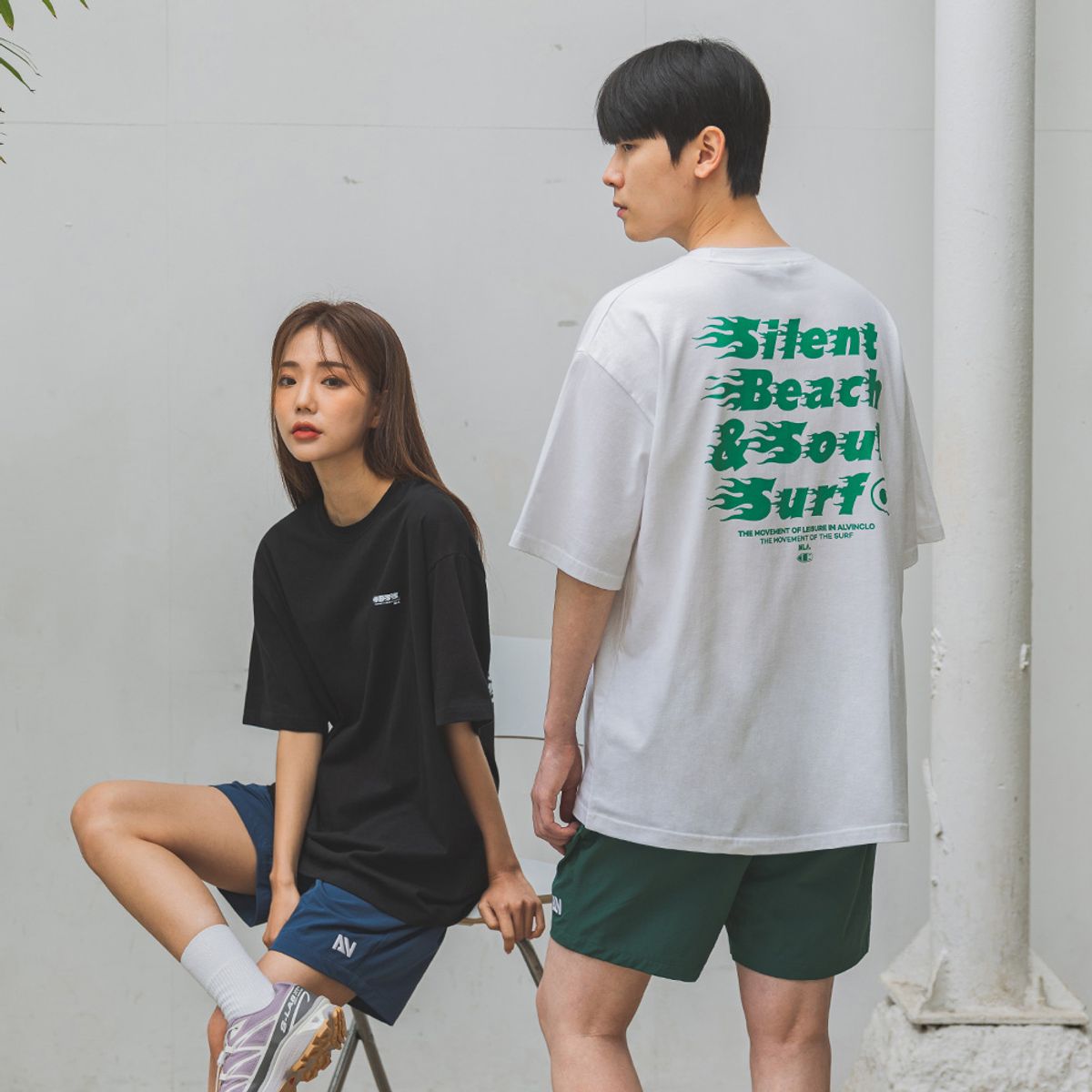 앨빈클로(ALVINCLO) 사일런트 비치 오버핏 반팔티 AST4991 (2 COLOR)