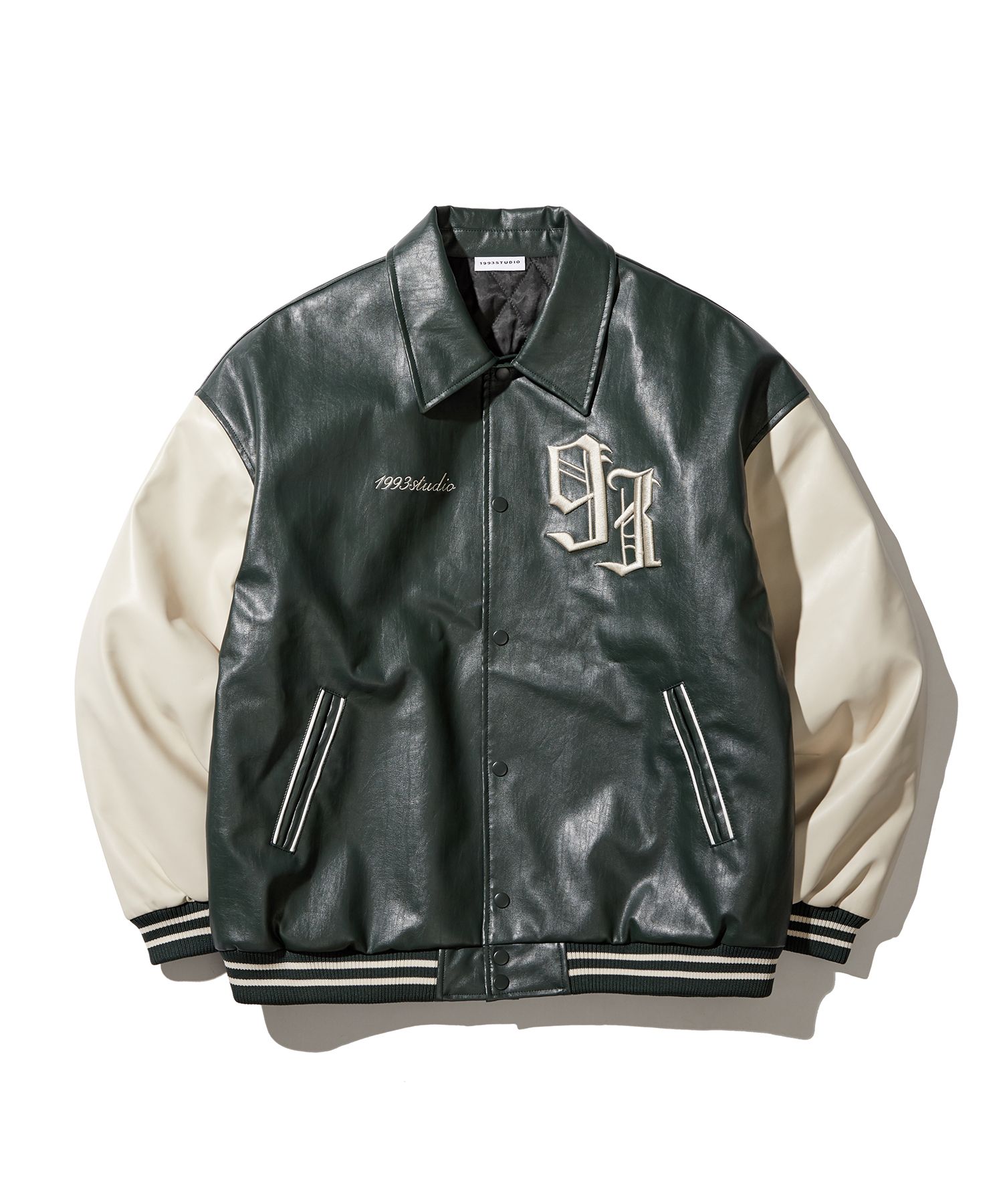 MUSINSA | 1993STUDIO Vintage Varsity Jacket_Dark Green