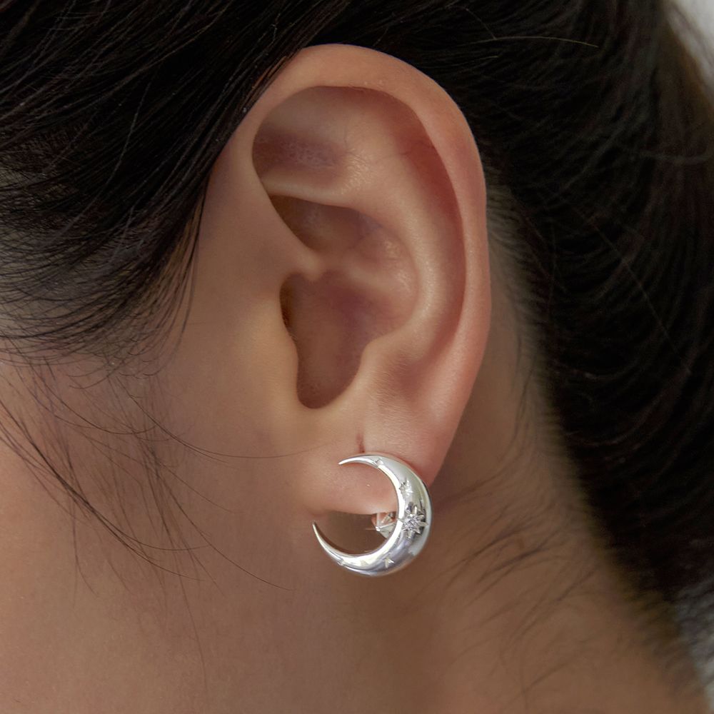 ●TATIANA● Silver 925 Twinkle New Moon Ear Jacket Earrings MUSINSA | TATIANA (Silver 925) Twinkle New Moon Ear Jacket