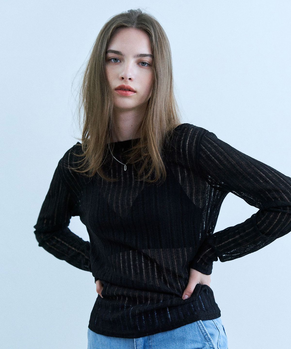 어다울(ADAUL) 시스루 썸머 니트 - 블랙
